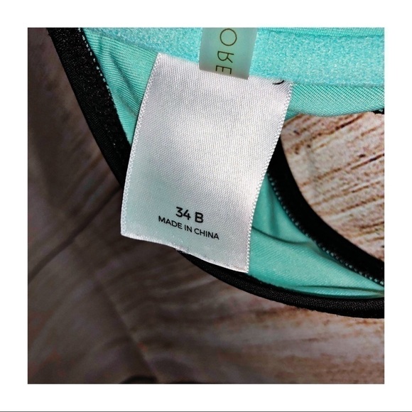 SHADE & SHORE Black and Blue Laser Cut Out Bikini Top Size 34B - Picture 5 of 7